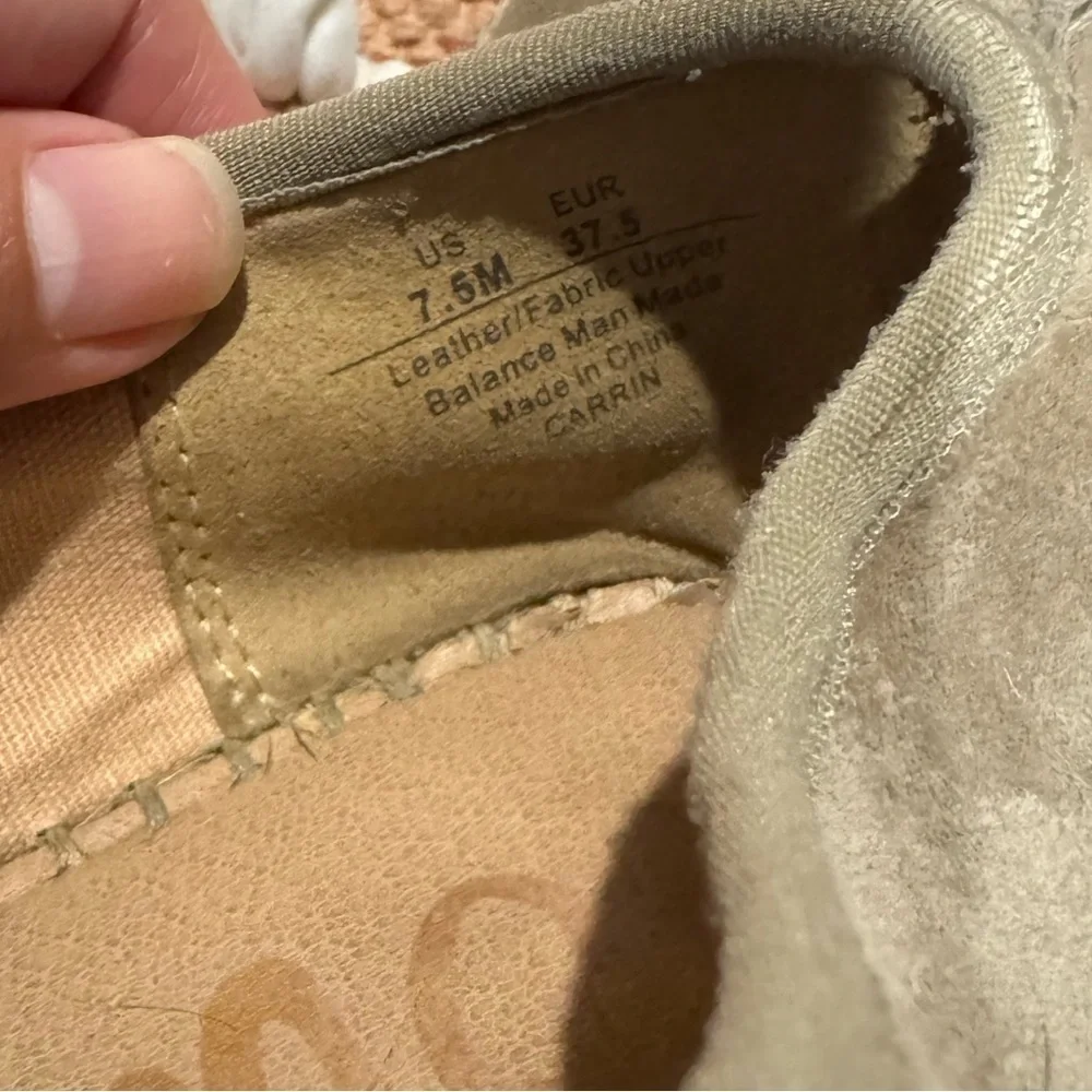 Sam Edelman Carrin Tan Slip-On 1 inch Stitched Espadrilles- Size 7.5